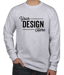 Bayside USA-Made 100% Cotton Long Sleeve T-shirt - Color: Ash