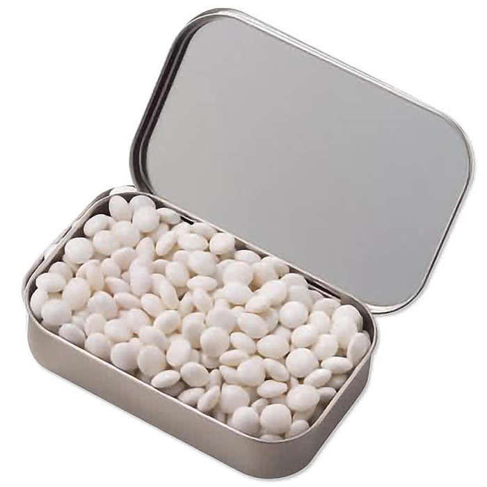 Full Color White Mints Large Hinged Tin