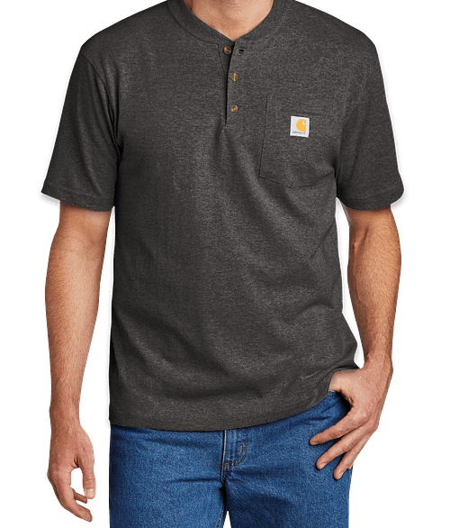 Carhartt Short Sleeve Henley Shirt in Carbon Heather