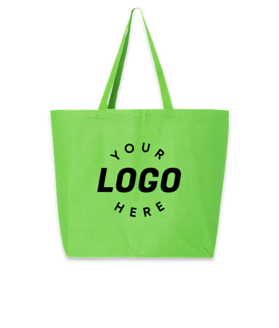 Jumbo Gusseted Cotton Canvas Tote Bag in Lime