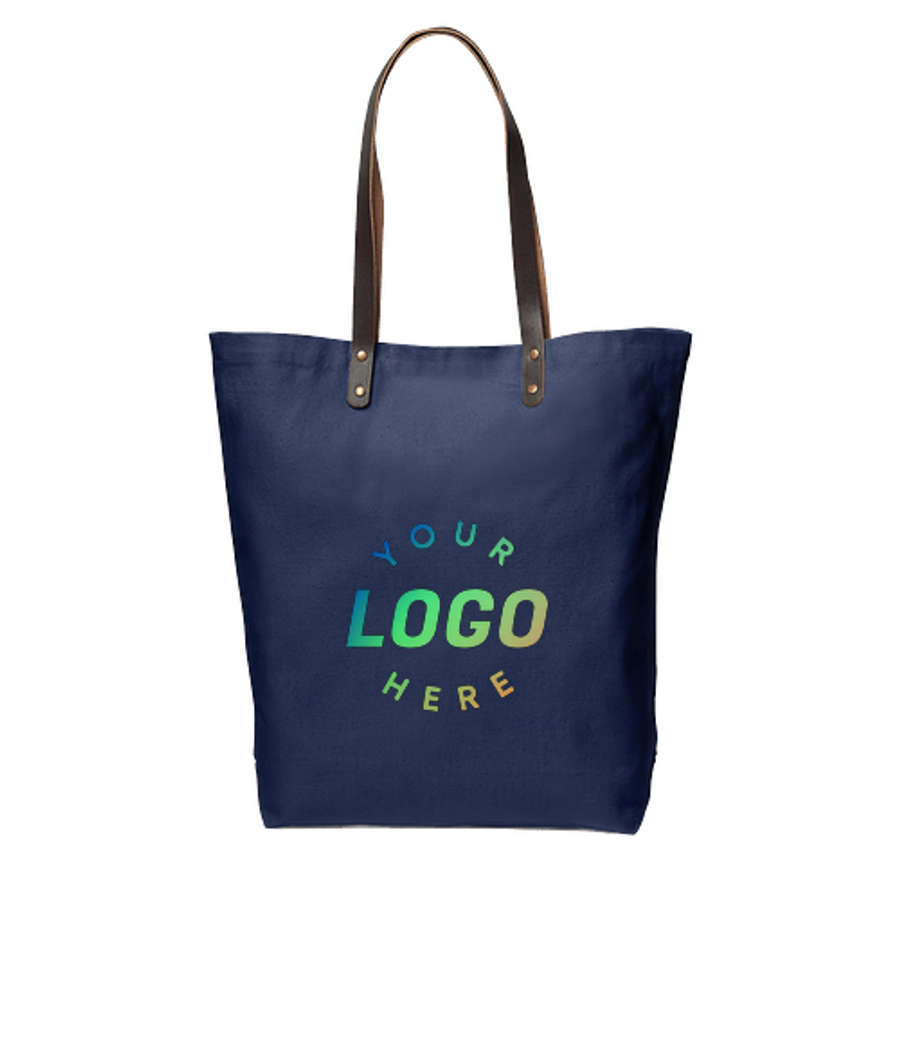 Urban Cotton Tote Bag with Leather Handles in BLUE-NAVY