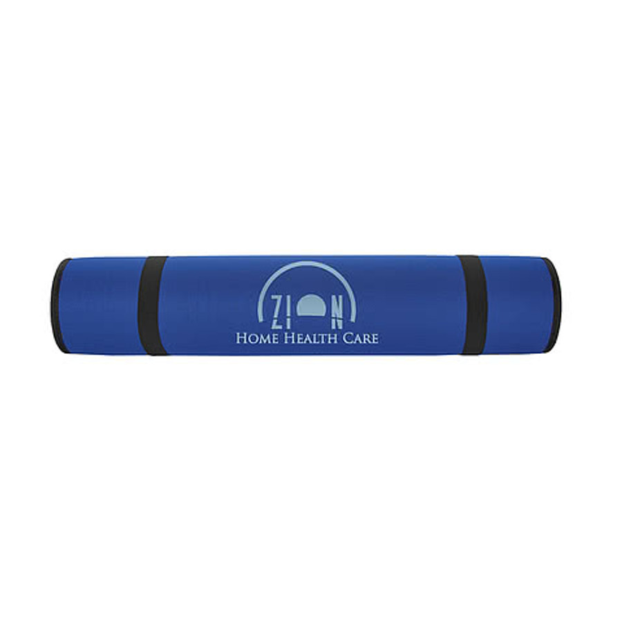 Full Color Yoga Mat with Shoulder Strap in Black