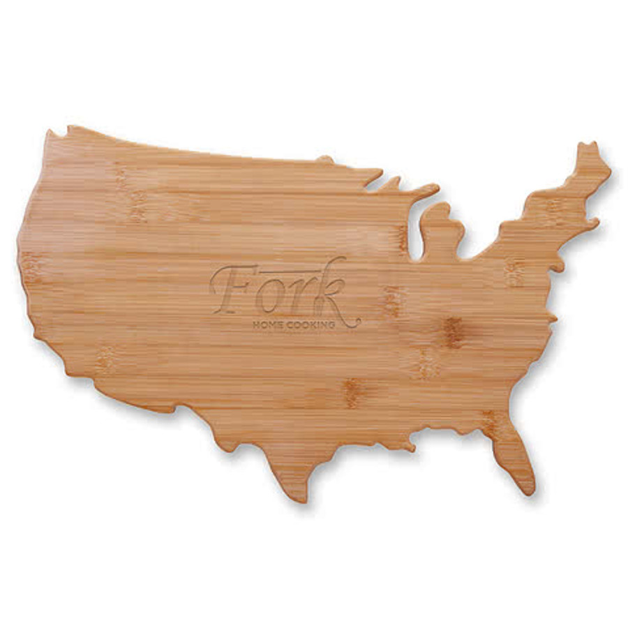 USA Shape Bamboo Cutting Board in NATURAL