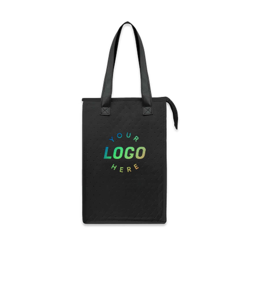 Dimples Recycled Non-Woven Cooler Tote Bag in Black with Black