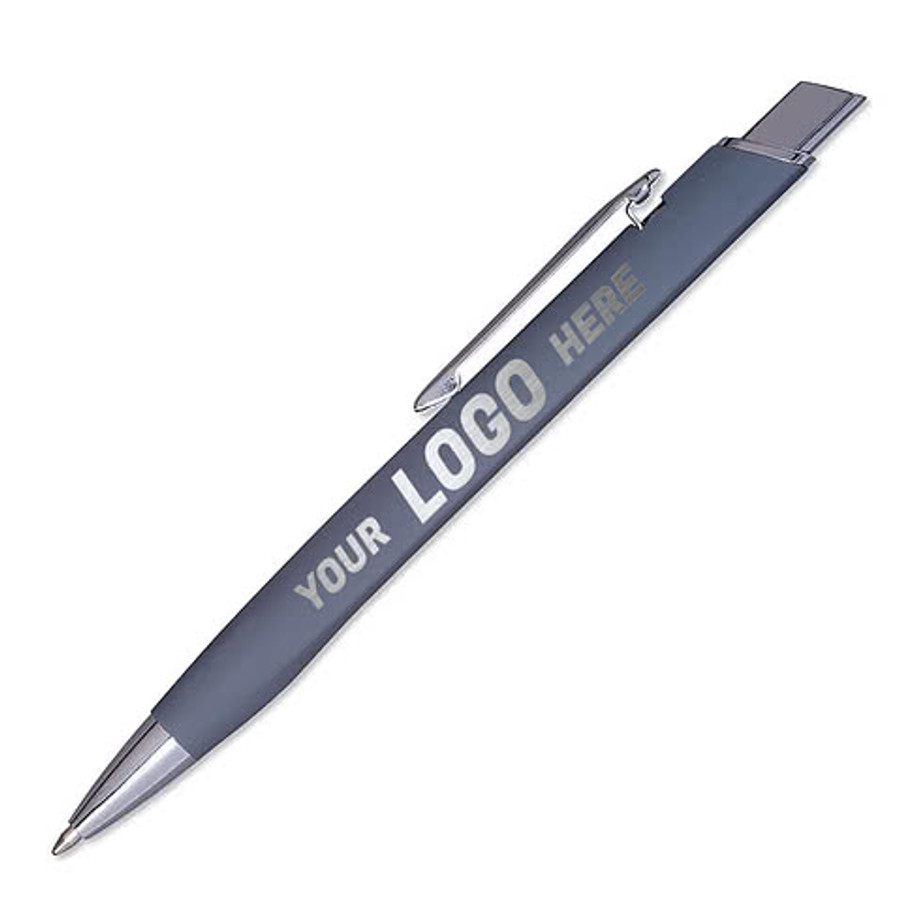 Laser Engraved Trintana Comfort Ballpoint Pen (black ink) in Gray