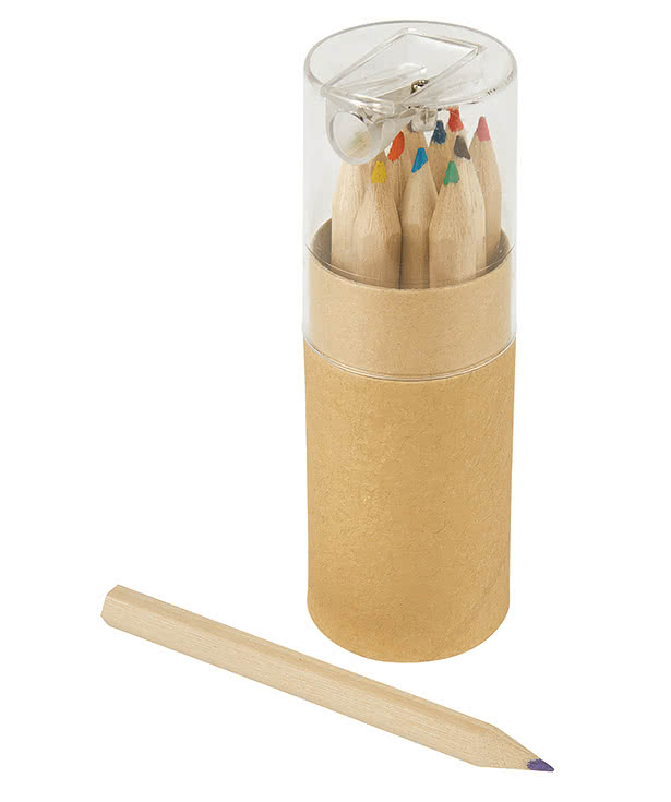 Full Color 12-Piece Colored Pencil Tube Set with Sharpener