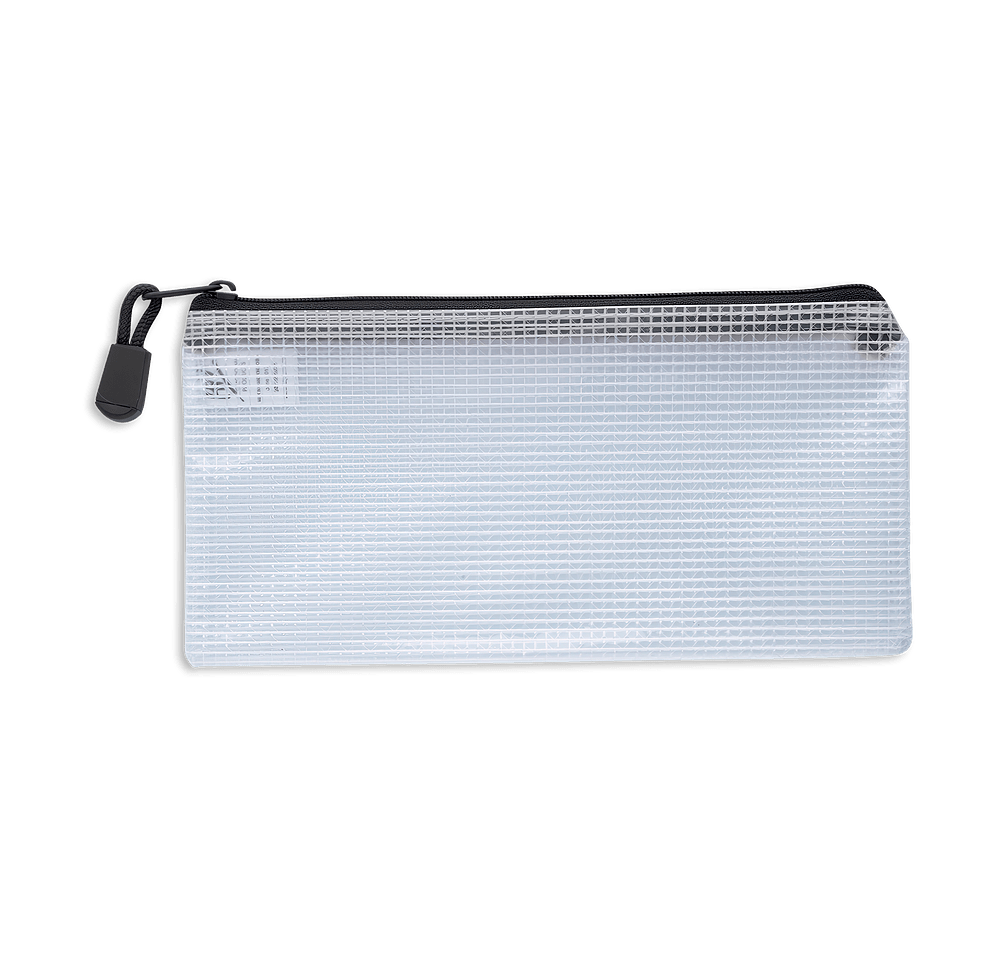 Clear Mesh Zippered Pencil Pouch-default