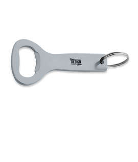 Laser Engraved Flat Top Bottle Opener Keychain - Color: Silver