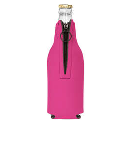 Foldable Foam Zipper Bottle Cooler - Color: Magenta