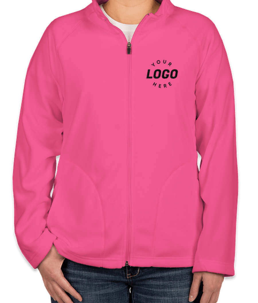 Team 365 Women's Full Zip Microfleece Jacket - Embroidered in Sport Charity Pink