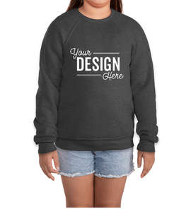Bella + Canvas Youth Ultra Soft Crewneck Sweatshirt - Color: Dark Grey Heather