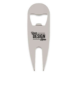 Laser Engraved Golf Divot Tool With Bottle Opener - Color: Silver