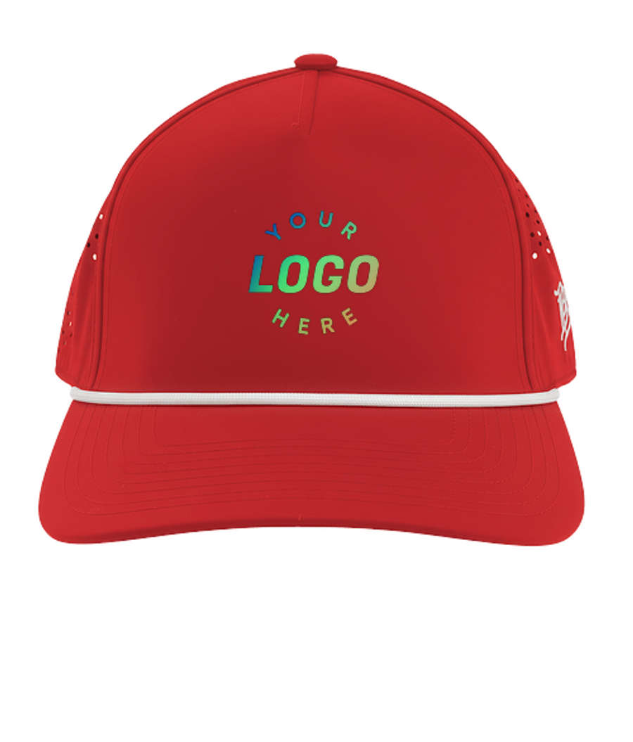 Branded Bills Bare Rope Curved UPF 50+ Performance Baseball Hat in RED