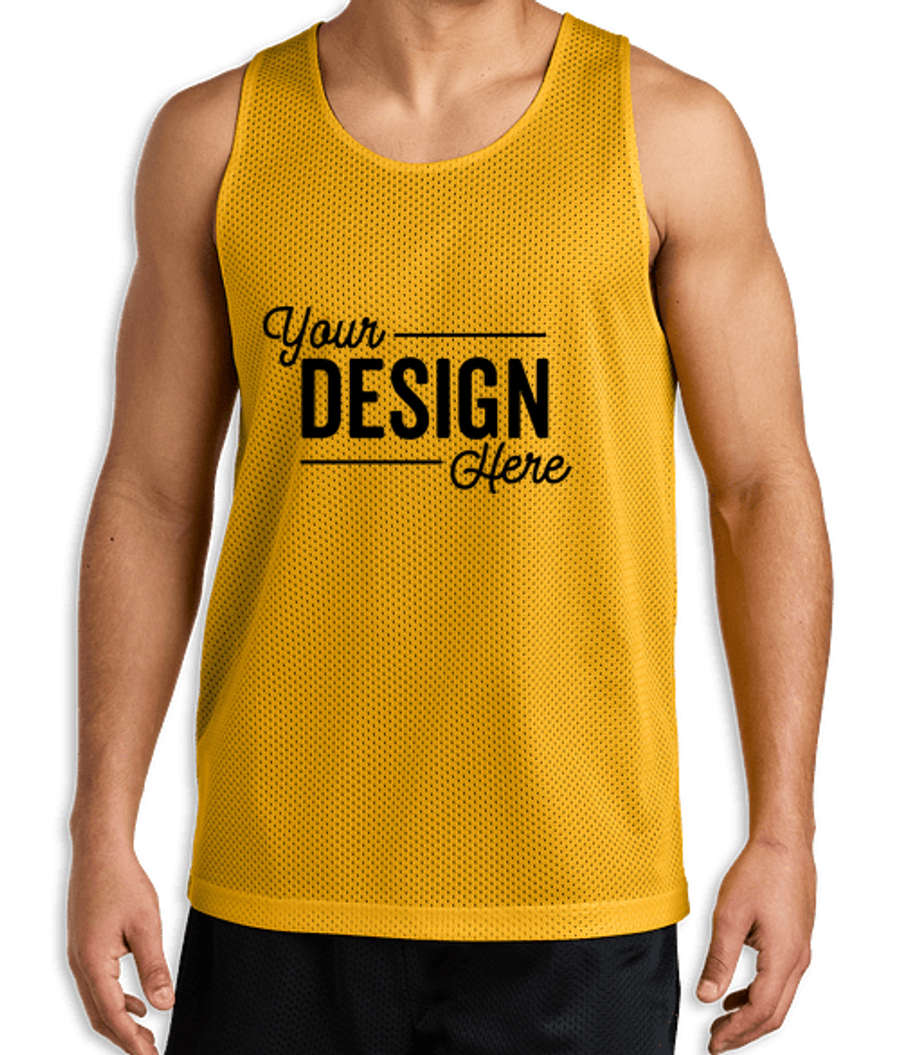 Sport-Tek Mesh Reversible Performance Tank in Gold / Black