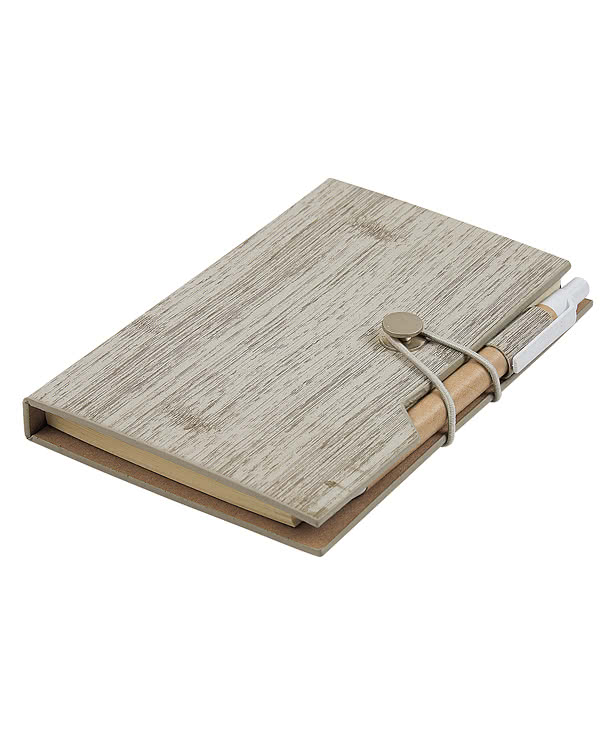 Woodgrain Look Notebook with Sticky Notes and Flags