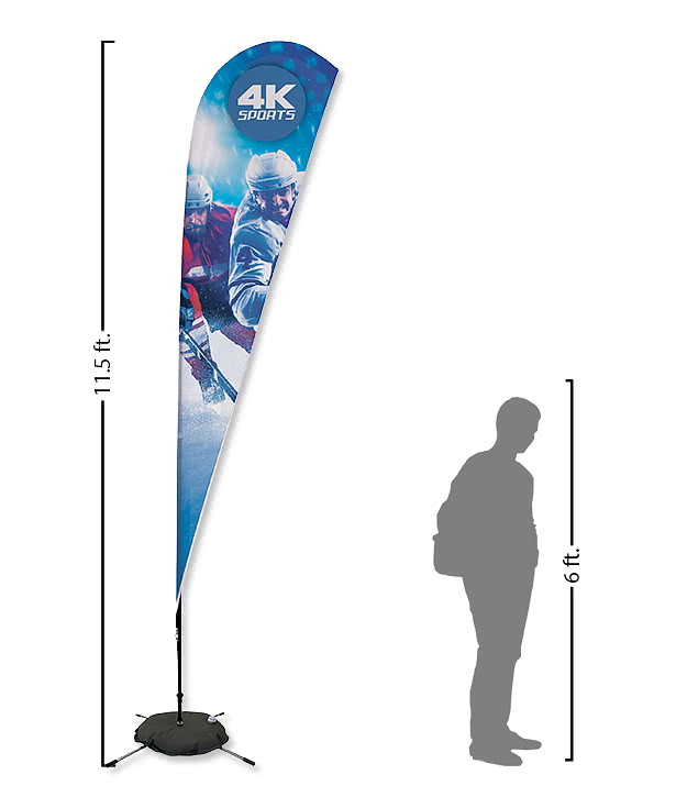 Full Color 11.5' Streamline Teardrop Flag with Cross Base