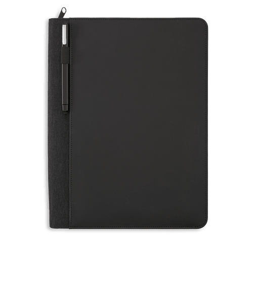 Debossed Vienna Heathered Zippered Padfolio in Gray