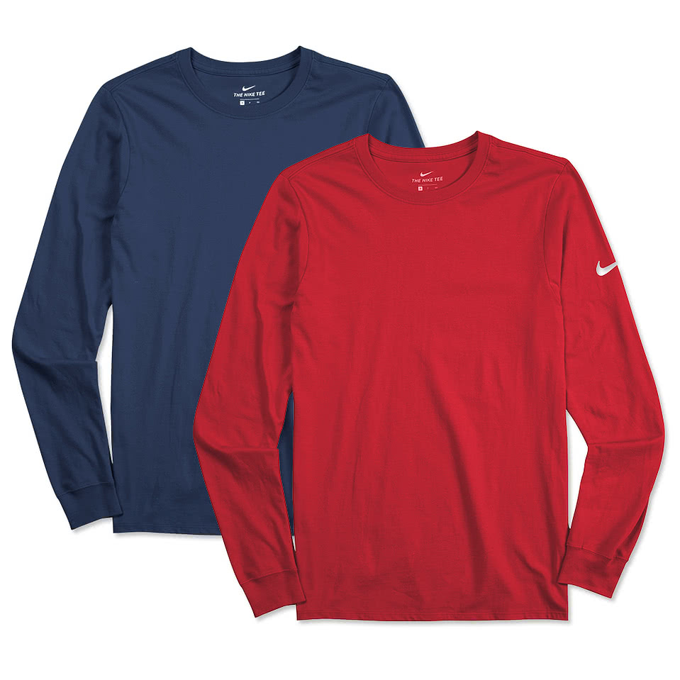 Custom Nike 100% Cotton Long Sleeve T-shirt - Design Long Sleeve T-shirts  Online at CustomInk.com