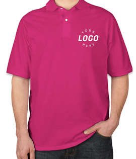Jerzees Spotshield 50/50 Jersey Polo - Screen Printed - Color: Cyber Pink