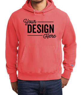 Champion Heavyweight Reverse Weave Garment Dyed Pullover Hoodie - Color: Coral Craze