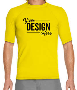Wet Effect Short Sleeve Rash Guard Shirt - Color: Yellow