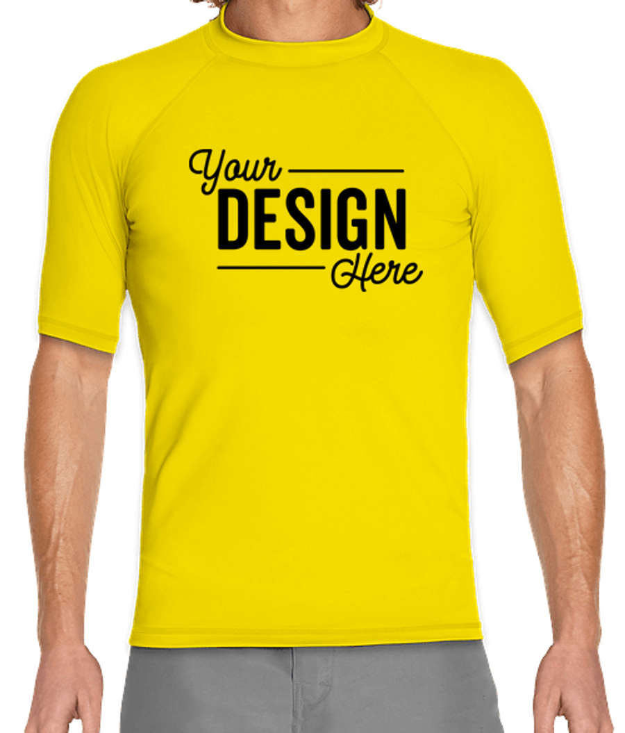Wet Effect Short Sleeve Rash Guard Shirt in Yellow