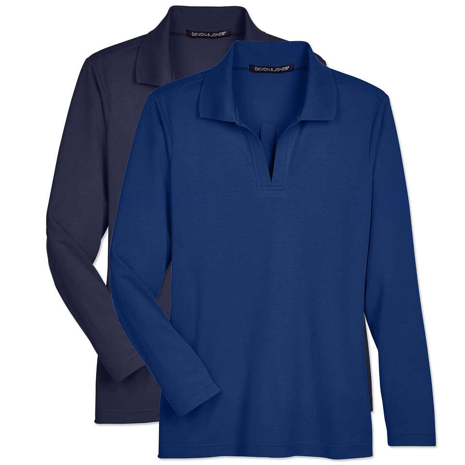 Devon & Jones Women's CrownLux Long Sleeve Performance Polo