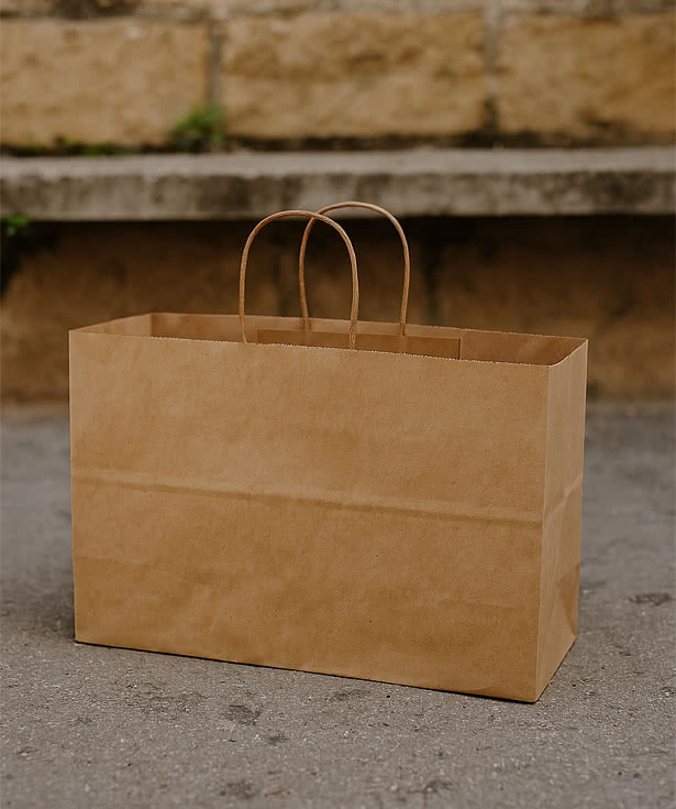 Full Color Large Brown Kraft Paper Shopper Bag