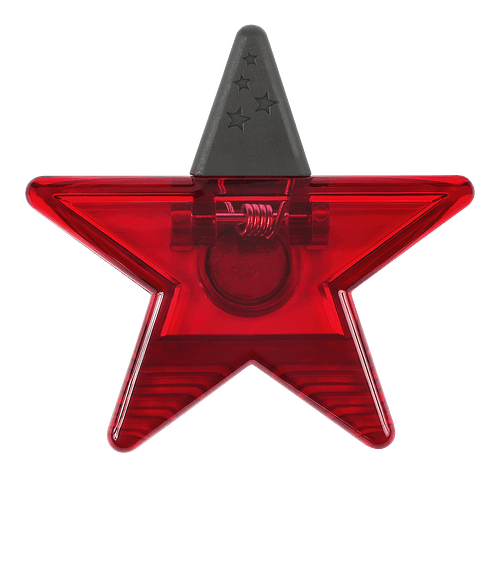 Recycled Star Shape Magnetic Memo Clip in TRANSLUCENT RED