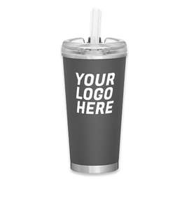 16.9 oz. Brooklyn Stainless Steel Insulated Tumbler with Straw - Color: Matte Storm Gray