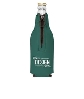 Foldable Foam Zipper Bottle Cooler - Color: Forest