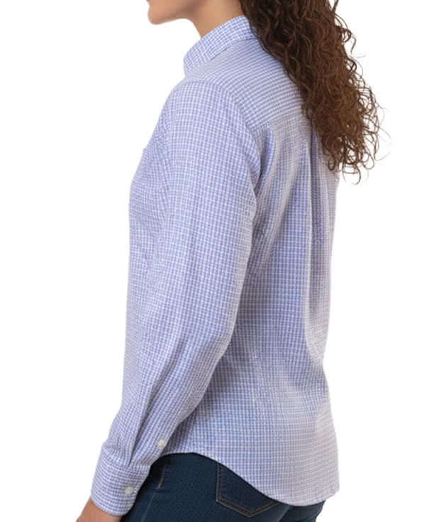 Blue Generation Women's Tricolor Check Plaid Long Sleeve Shirt