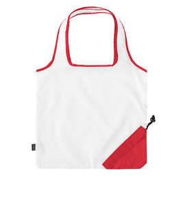 Contrast Foldaway Shopper Tote Bag - Color: White / Red
