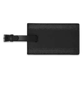 Debossed Majestic Leather Luggage Tag - Color: Black