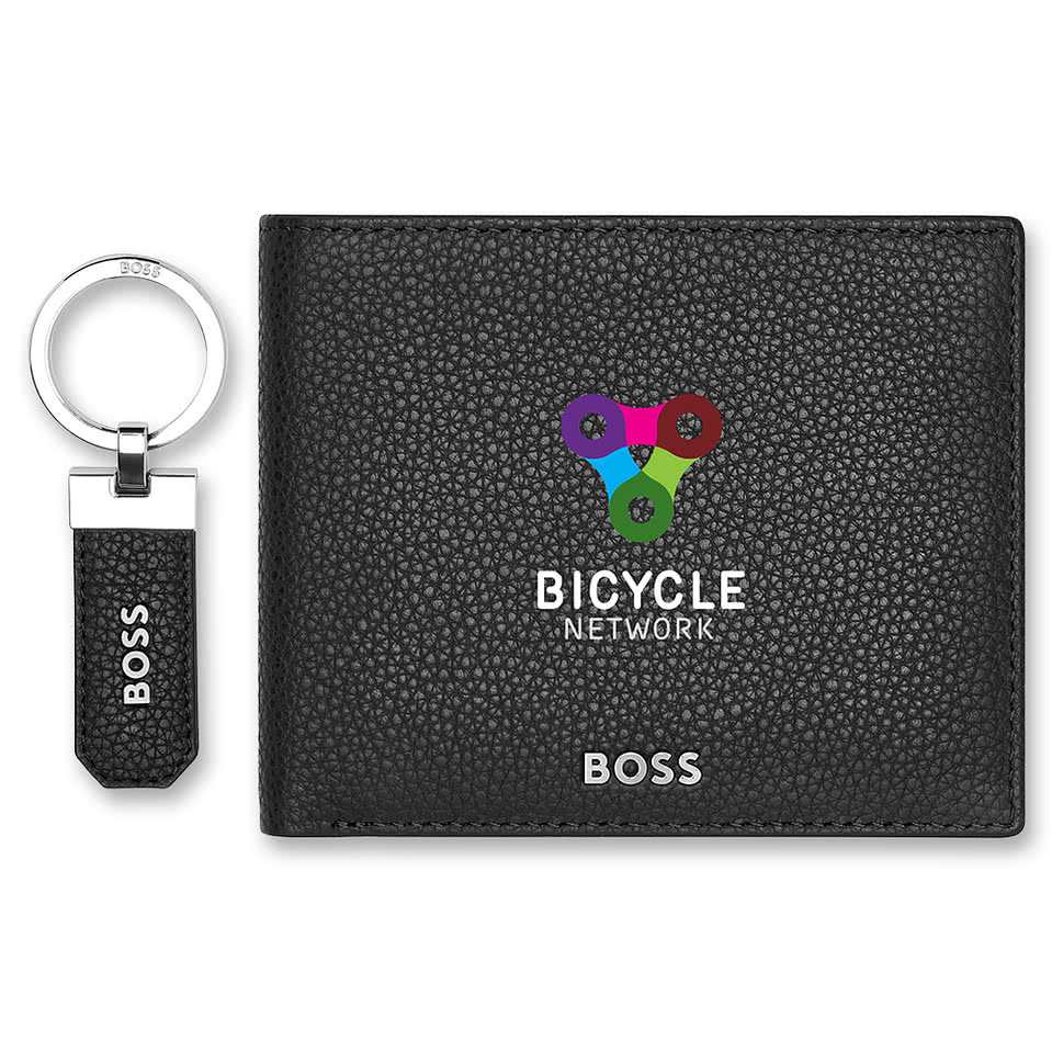 Hugo Boss Classic Grained Keychain & Wallet Set