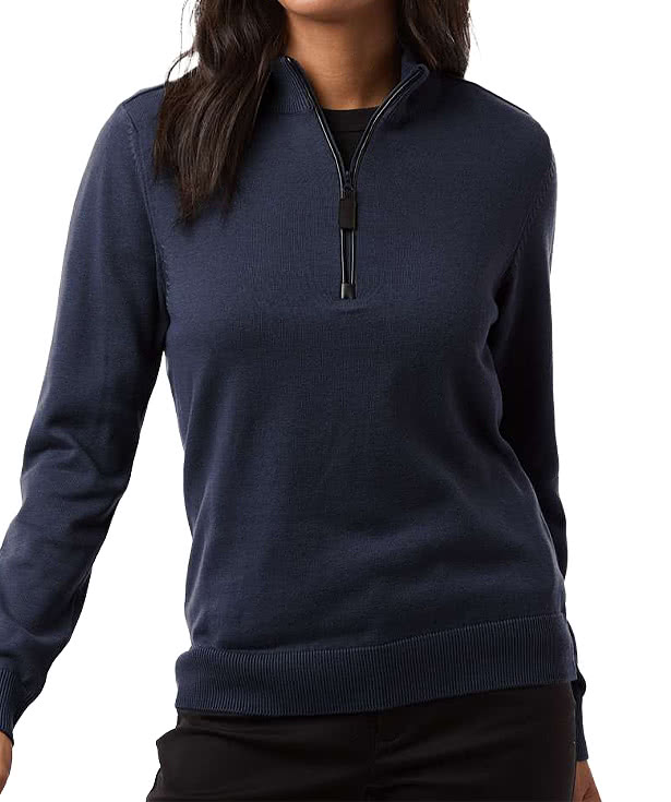 Devon & Jones Women's New Classics Recycled Quarter Zip Sweater - Embroidered