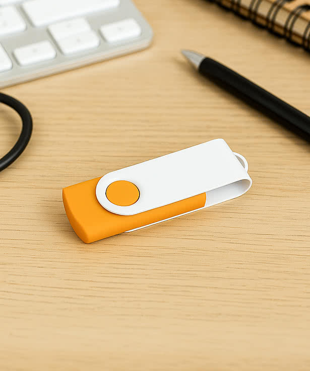 Full Color White Matte Swivel USB Flash Drive 8GB