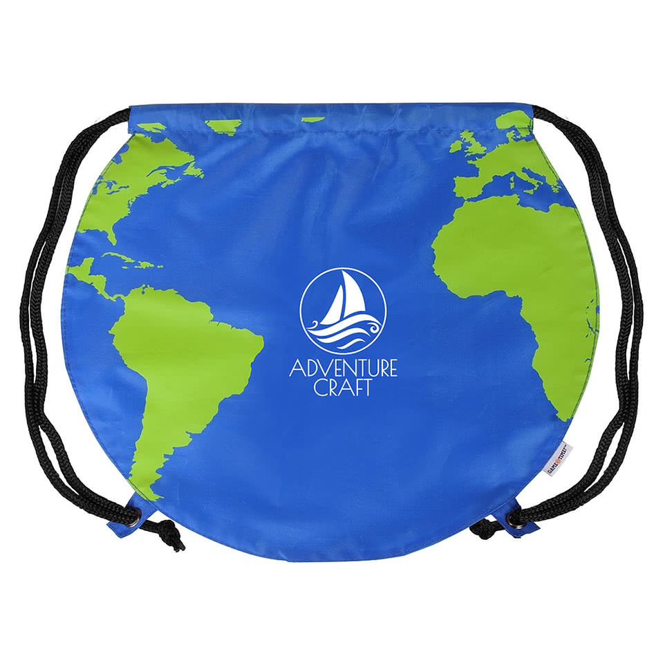 Recycled Earth Day Globe Drawstring Bag