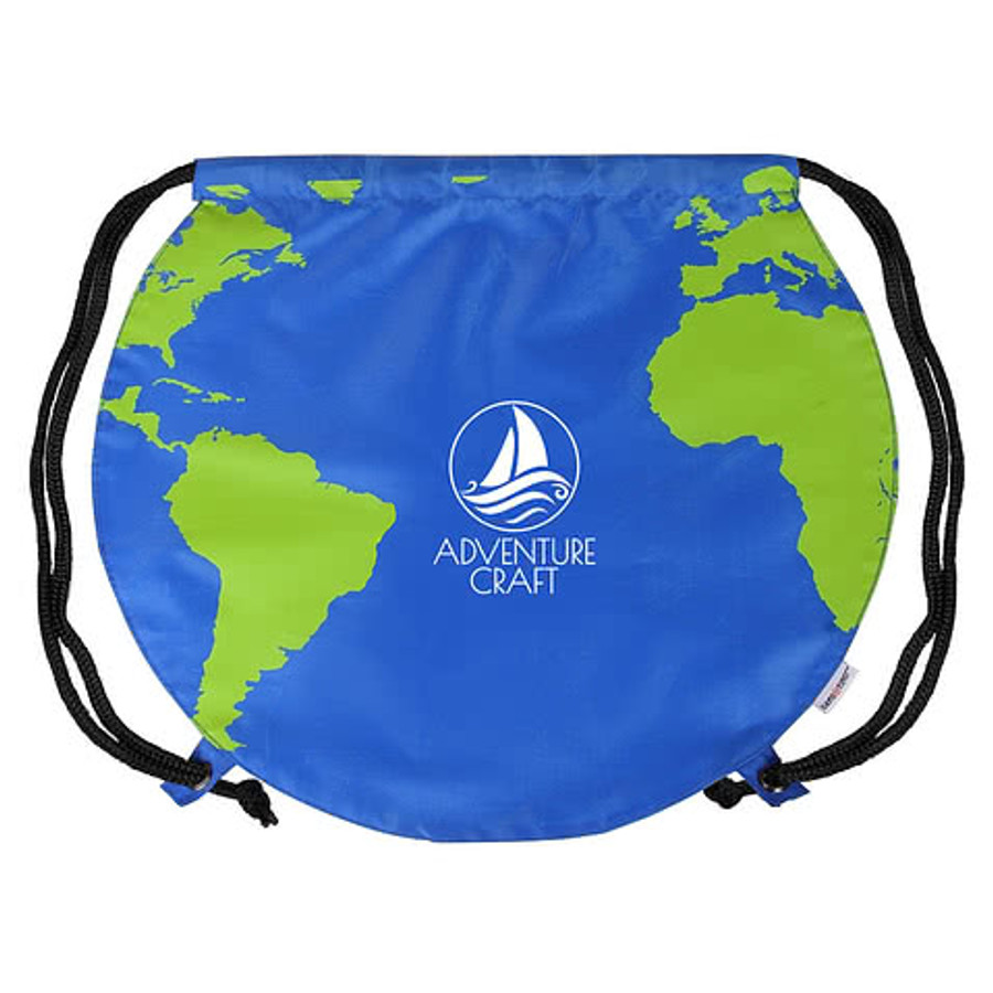 Recycled Earth Day Globe Drawstring Bag