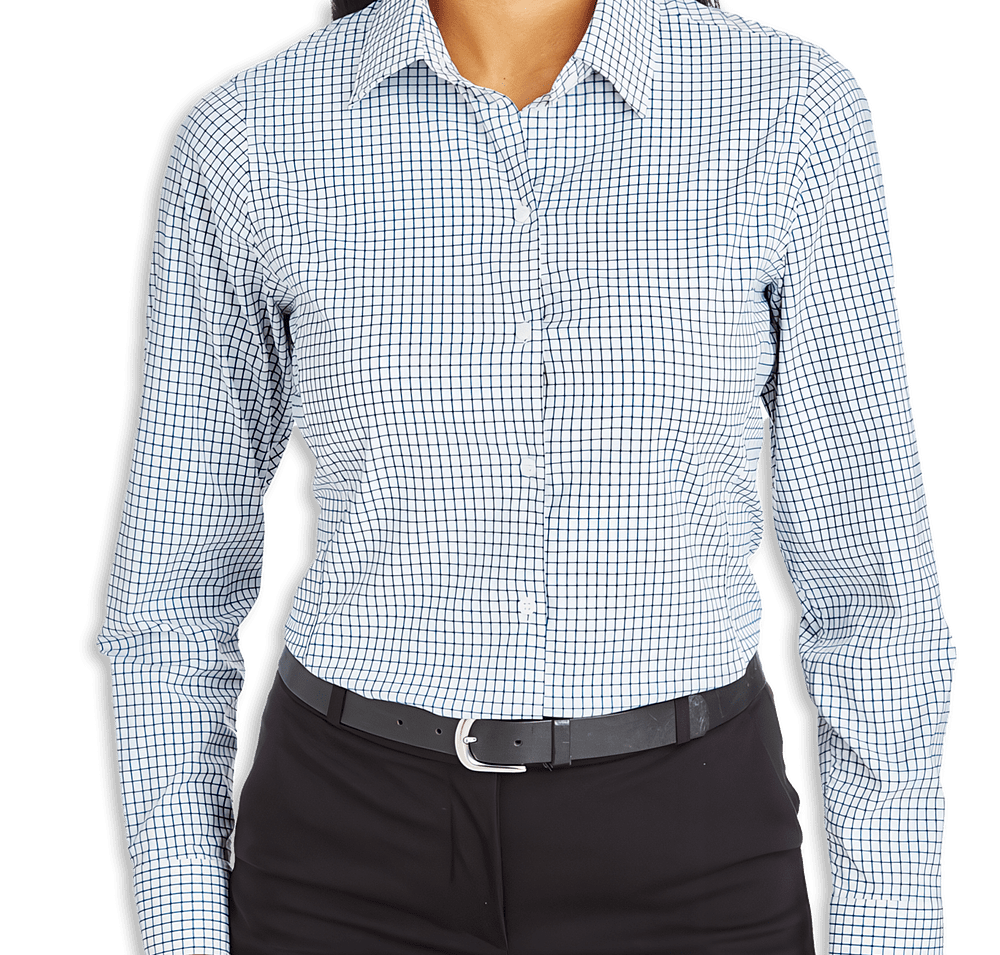 Devon & Jones Women's CrownLux Micro Windowpane Performance Dress Shirt-default