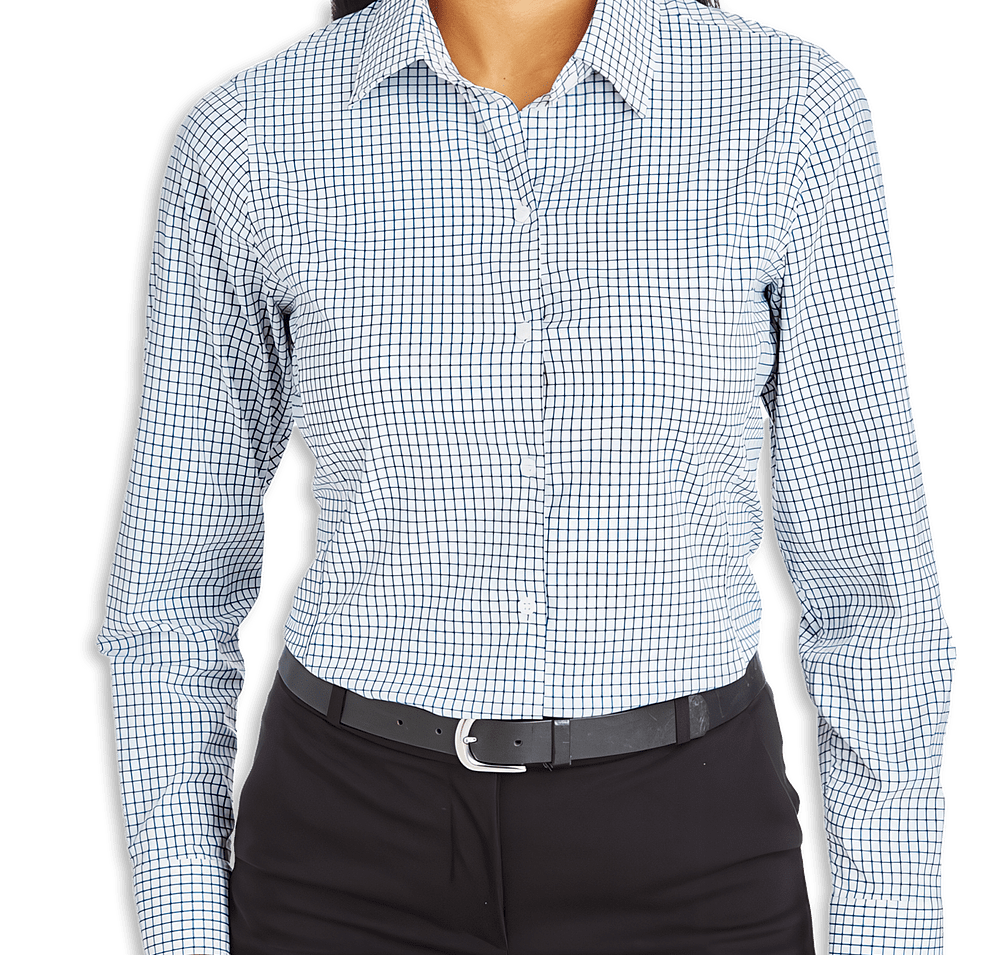 Devon & Jones Women's CrownLux Windowpane Performance Dress Shirt - Printed-default