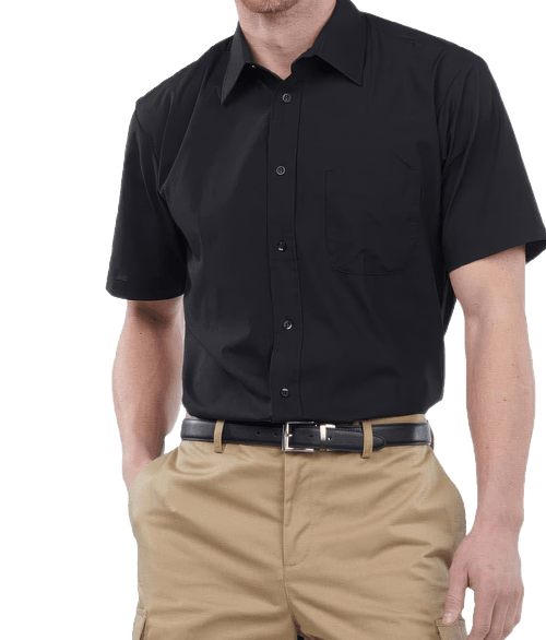 Edwards Essential Wrinkle-Free Short Sleeve Dress Shirt in Black