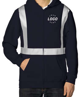 Bayside USA-Made Hi-Vis Zip Hoodie - Color: Navy