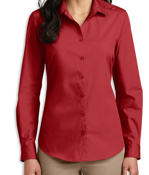 Port Authority Women's Carefree Poplin Dress Shirt - Embroidered in Rich Red