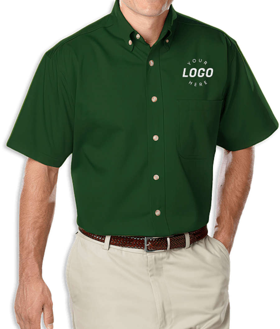 Blue Generation Colorfast Twill Short Sleeve Dress Shirt - Embroidered in Hunter