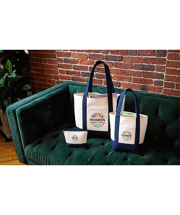 Large Canvas Colorblock Tote Bag