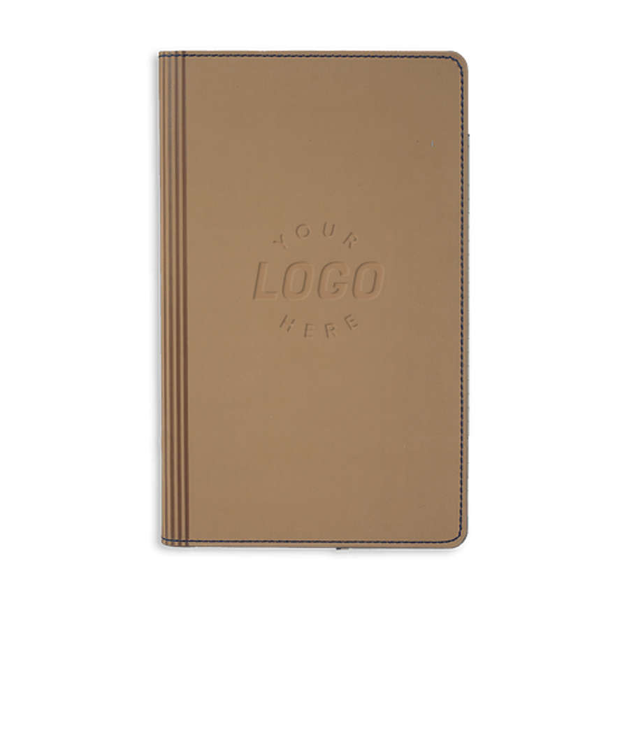 Castelli Debossed Vegan ECO Medio Lined Hard Cover Notebook in Beige