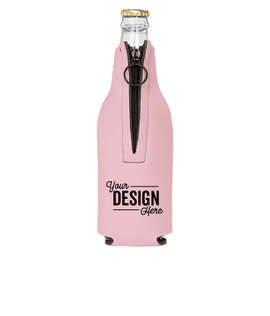 Foldable Foam Zipper Bottle Cooler - Color: Light Pink