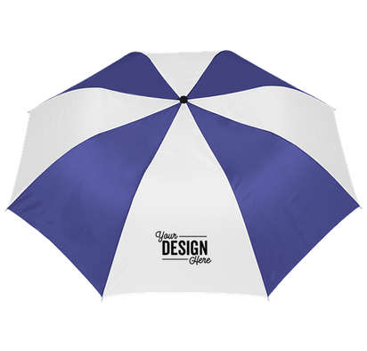 44" Arc Auto Open Multi-Tone Telescopic Folding Umbrella - Royal Blue / White