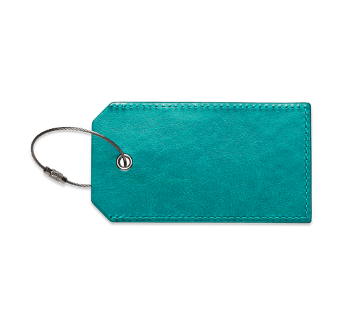 Debossed Leeman Venezia Sightseer Faux Leather Luggage Tag in Teal